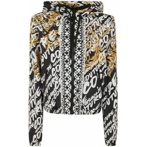 Versace Jeans Couture, Nylon Hoodie met All Over Logo Print - Maat 42 Veelkleurig, Dames, Maat:S