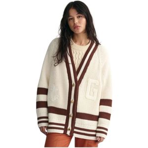 Gant, Truien, Dames, Beige, S, Katoen, Oversized Textuur Cardigan