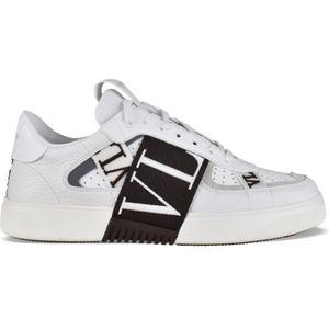 Valentino Garavani, Vl 7N Witleren Sneakers met Strikken Wit, Heren, Maat:41 EU