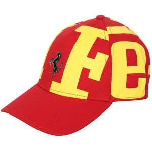 Ferrari, Logo Print Baseball Cap in Rood/Geel Rood, Heren, Maat:ONE Size