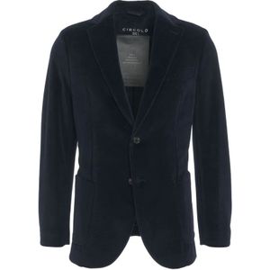 Circolo 1901, Jassen, Heren, Blauw, XL, Katoen, Fluwelen blazer met enkele rij knopen