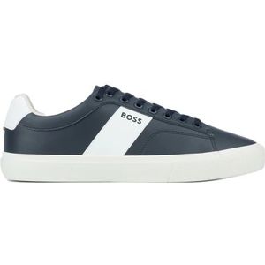 Hugo Boss, Schoenen, Heren, Blauw, 40 EU, Leer, Casual Leren Sneakers voor Mannen