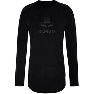 Borgo, Tops, Heren, Zwart, 2Xl, Katoen, Siracusa Longlap Nero Nero T-shirt