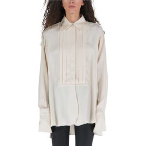 Jil Sander, Blouses & Shirts, Dames, Beige, S, Katoen, Upgrade je garderobe met deze blouse met zachte snit
