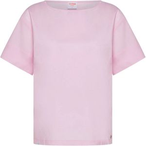 Sun68, Tops, Dames, Roze, XL, Katoen, Rode Katoenen Slim Fit T-shirt