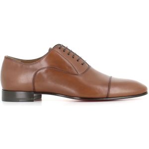 Christian Louboutin, Schoenen, Heren, Bruin, 44 EU, Tabak Oxford Platte Schoenen