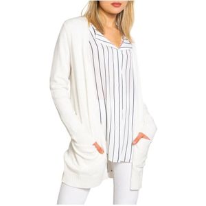 Vila, Witte Cardigan met Lange Mouwen voor Dames Wit, Dames, Maat:S