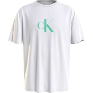 Calvin Klein, Tops, Heren, Wit, L, Katoen, Groene CK Monogram Katoenen T-shirt