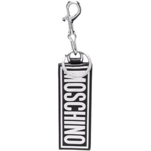 Moschino, Luxe Logo Print Sleutelhanger Zwart, Heren, Maat:ONE Size