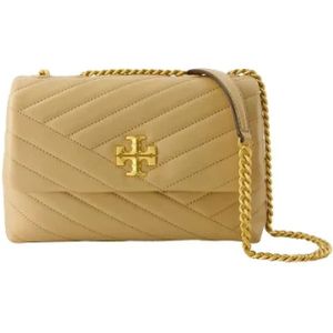 Tory Burch, Tassen, Dames, Beige, ONE Size, Leer, Beige Leren Schoudertas