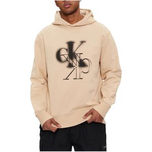 Calvin Klein, Sweatshirts & Hoodies, Heren, Beige, M, Katoen, Tijdloze Sand Sweater