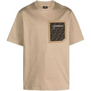 Fendi, Tops, Heren, Beige, S, Zak T-shirt in beige