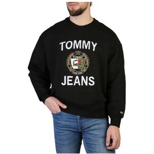 Tommy Hilfiger, Sweatshirts & Hoodies, Heren, Zwart, M, Katoen, Katoenen Sweatshirt met Applicaties