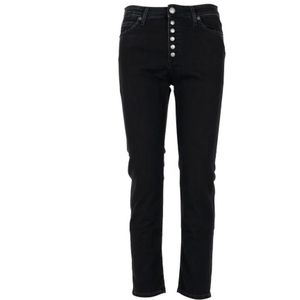 Roy Roger's, Hoge Taille Denim Jeans met Vijf Zakken Zwart, Dames, Maat:W25