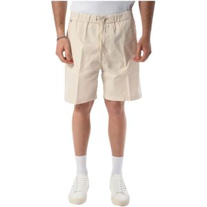 Boss, Korte broeken, Heren, Beige, S, Katoen, Beige Katoen Elastische Bermuda Shorts