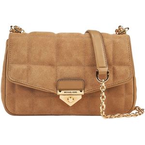 Michael Kors, Tassen, Dames, Bruin, ONE Size, Suède, Bruine Soho Gewatteerde Suède Schoudertas