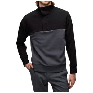 Calvin Klein, Sweatshirts & Hoodies, Heren, Zwart, M, Katoen, Heren Sweatshirt met Contrast Inzet
