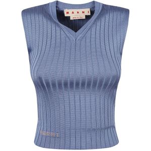 Marni, Trendy Sweater Designs Blauw, Dames, Maat:S