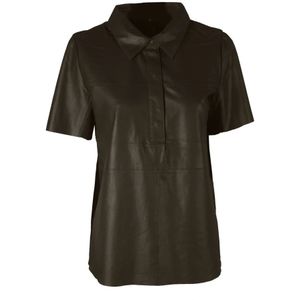 Notyz, Notyz 11151 lederen blouse Bruin, Dames, Maat:L