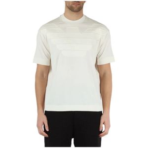 Emporio Armani, T-shirt van zwaar katoen met bedrukt logo Wit, Heren, Maat:2XL