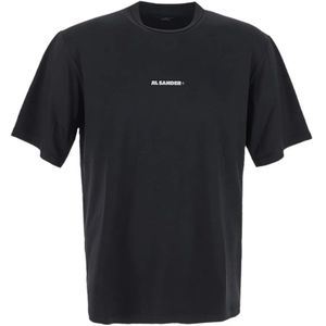 Jil Sander, Korte Mouwen T-Shirt, Klassieke Pasvorm Zwart, Heren, Maat:S