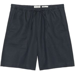 Marc O'Polo, Korte broeken, Dames, Blauw, M, Linnen, Linnen Pyjama-Style Shorts