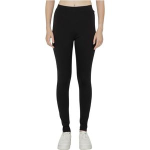 John Richmond, Broeken, Dames, Zwart, M, Katoen, Metalen Frontlabel Slim Fit Leggings