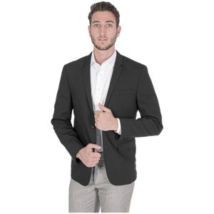 Calvin Klein, Zwarte Wolblend Blazer Zwart, Heren, Maat:L