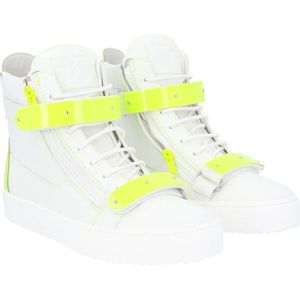 Giuseppe Zanotti, Schoenen, Heren, Wit, 40 1/2 EU, Leer, Witte Leren Sneakers met Klittenbandsluiting