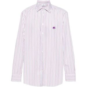 Etro, Multicolor Pinstripe Overhemd Wit, Heren, Maat:2XL