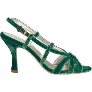 Ines De La Fressange Paris, Schoenen, Dames, Groen, 41 EU, Leer, Groene sandaal met bandjes