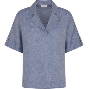 Peserico, Blouses & Shirts, Dames, Blauw, S, Linnen, Polo Shirts