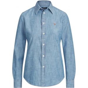 Polo Ralph Lauren, Blouses & Shirts, Dames, Blauw, L, Katoen, Georgia Chambray Overhemd met Geborduurd Logo