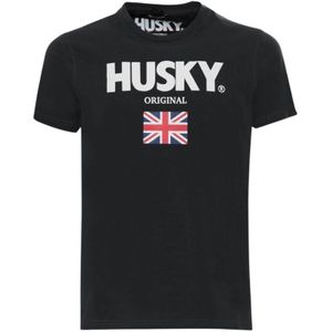 Husky Original, Tops, Heren, Zwart, L, Katoen, Korte mouwen katoenen T-shirt collectie