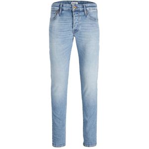 Jack & Jones, Jeans, Heren, Blauw, W33 L30, Katoen, Slim-Fit Jeans met Unieke Stofdetails