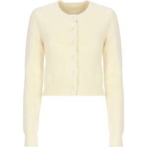 Maison Margiela, Ivoor Angora Wol Vest Beige, Dames, Maat:L