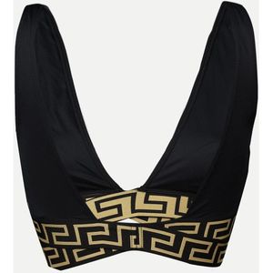 Versace, Badkleding, Dames, Zwart, M, Bikini Top met Greca Rand