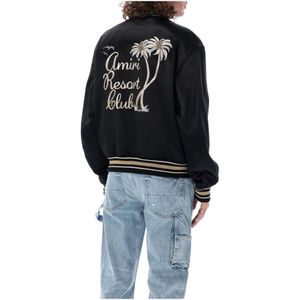 Amiri, Jassen, Heren, Zwart, L, Satijn, Zwarte Varsity Jacket Buitenkleding Aw 24