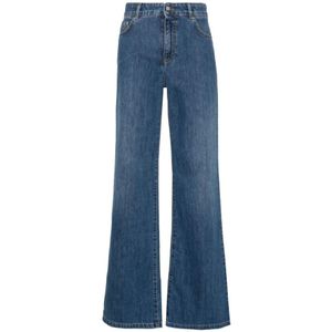 Moschino, Flared Jeans Blauw, Dames, Maat:XS