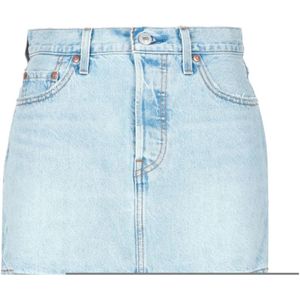 Levi's, Rokken, Dames, Blauw, W30, Denim, Icon Denim Rok met 5-Knoopsluiting