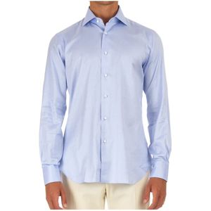 Barba, Overhemden, Heren, Blauw, XL, Katoen, Klassieke Blauwe Katoenen Oxford Overhemd