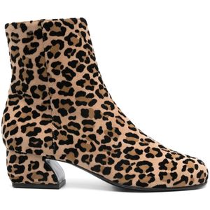 Sergio Rossi, Schoenen, Dames, Beige, 40 EU, Mini Leo Flock Print Laarzen