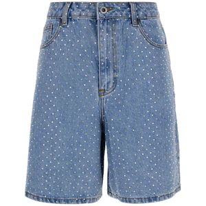 Self Portrait, Swarovski Bermuda Shorts Blauw, Dames, Maat:W27