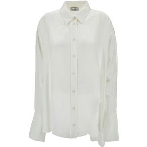 The Attico, Blouses & Shirts, Dames, Wit, S, Klassieke Witte Overhemd met Asymmetrische Zoom