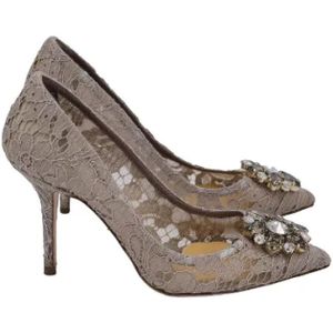 Dolce & Gabbana Pre-owned, Pre-owned Cotton heels Beige, Dames, Maat:38 EU