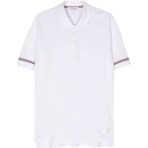 Thom Browne, Tops, Heren, Wit, L, Katoen, Polo Shirts