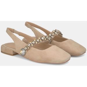 Alma EN Pena, Schoenen, Dames, Beige, 39 EU, Leer, Platte schoenen met strass