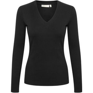 InWear, Tops, Dames, Zwart, M, Katoen, Zwarte V-hals Longsleeve Top