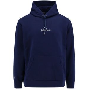 Polo Ralph Lauren, Sweatshirts & Hoodies, Heren, Blauw, S, Katoen, Geborduurde Logo Katoenen Sweatshirt