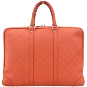 Louis Vuitton Vintage, Pre-owned, Dames, Oranje, ONE Size, Tweed, Tweedehands Canvas Louis Vuitton tassen